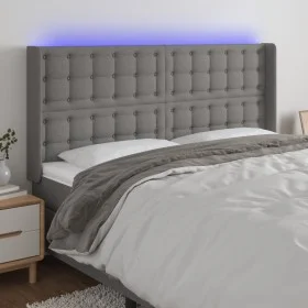 Dunkelgraues Stoffkopfteil mit LED 203x16x118/128 cm von , Kopf- und Fußteile - Ref: Foro24-3124505, Preis: 136,96 €, Rabatt: %