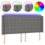 Cabecero con LED de tela gris oscuro 203x16x118/128 cm de , Cabeceros y pies de cama - Ref: Foro24-3124505, Precio: 136,96 €,...