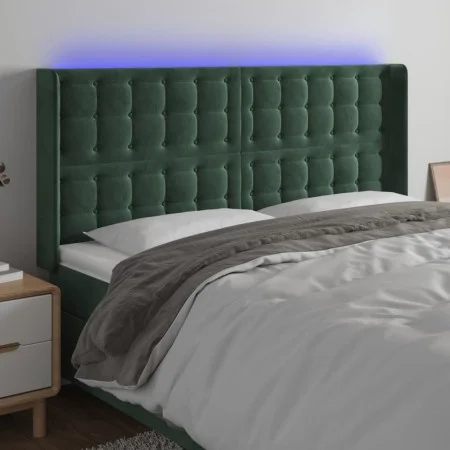 Dunkelgrünes Samtkopfteil mit LED 203x16x118/128 cm von , Kopf- und Fußteile - Ref: Foro24-3124551, Preis: 153,85 €, Rabatt: %