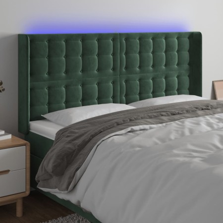 Dunkelgrünes Samtkopfteil mit LED 203x16x118/128 cm von , Kopf- und Fußteile - Ref: Foro24-3124551, Preis: 157,88 €, Rabatt: %
