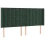 Cabecero con LED de terciopelo verde oscuro 203x16x118/128 cm de , Cabeceros y pies de cama - Ref: Foro24-3124551, Precio: 15...