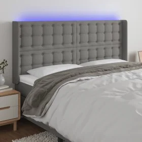 Dark gray fabric headboard with LED 163x16x118/128 cm by , Headboards and footboards - Ref: Foro24-3124489, Price: 174,76 €, ...