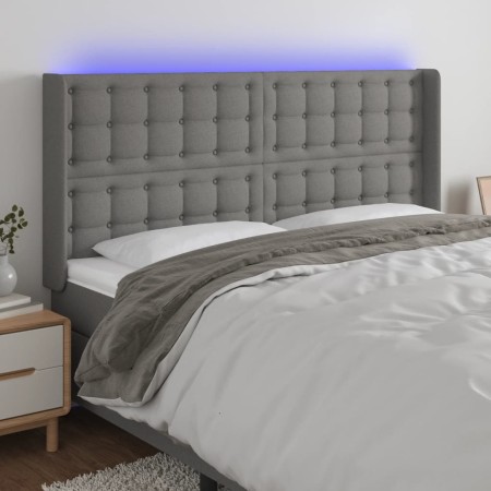 Dunkelgraues Stoffkopfteil mit LED 163x16x118/128 cm von , Kopf- und Fußteile - Ref: Foro24-3124489, Preis: 179,12 €, Rabatt: %