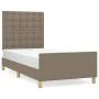 Bed frame with headboard in taupe gray fabric 100x200 cm by , Beds and slatted bases - Ref: Foro24-3125361, Price: 145,96 €, ...