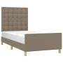 Bed frame with headboard in taupe gray fabric 100x200 cm by , Beds and slatted bases - Ref: Foro24-3125361, Price: 145,96 €, ...
