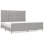 Bed frame with headboard light gray fabric 160x200 cm by , Beds and slatted bases - Ref: Foro24-3125389, Price: 223,02 €, Dis...