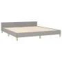 Bed frame with headboard light gray fabric 160x200 cm by , Beds and slatted bases - Ref: Foro24-3125389, Price: 223,02 €, Dis...