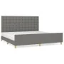 Bed frame with headboard dark gray fabric 200x200 cm by , Beds and slatted bases - Ref: Foro24-3125406, Price: 246,49 €, Disc...