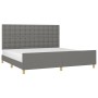 Bed frame with headboard dark gray fabric 200x200 cm by , Beds and slatted bases - Ref: Foro24-3125406, Price: 251,83 €, Disc...