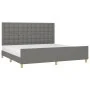 Bed frame with headboard dark gray fabric 200x200 cm by , Beds and slatted bases - Ref: Foro24-3125406, Price: 246,49 €, Disc...