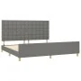 Bed frame with headboard dark gray fabric 200x200 cm by , Beds and slatted bases - Ref: Foro24-3125406, Price: 246,49 €, Disc...