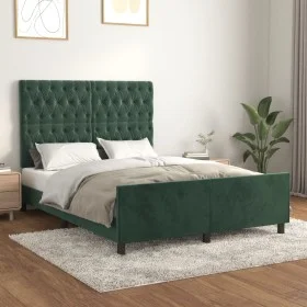 Dark green velvet bed frame with headboard 140x200 cm by , Beds and slatted bases - Ref: Foro24-3125943, Price: 246,91 €, Dis...