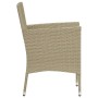 Set comedor de jardín 3 pzas con cojines ratán sintético beige