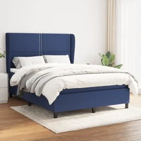 Box spring bed with blue fabric mattress 140x190 cm by , Beds and slatted bases - Ref: Foro24-3127883, Price: 501,48 €, Disco...