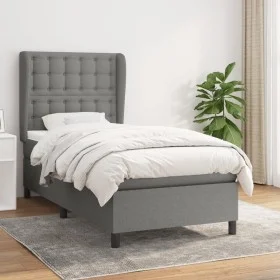 Box spring bed with dark gray fabric mattress 100x200 cm by , Beds and slatted bases - Ref: Foro24-3128262, Price: 373,88 €, ...