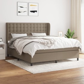 Box spring bed with taupe gray fabric mattress 160x200 cm by , Beds and slatted bases - Ref: Foro24-3128297, Price: 618,52 €,...