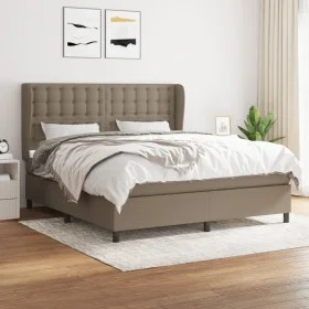 Box spring bed with taupe gray fabric mattress 160x200 cm by , Beds and slatted bases - Ref: Foro24-3128297, Price: 598,45 €,...