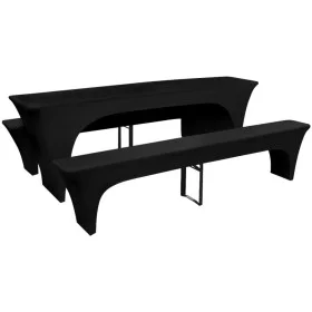3 schwarze dehnbare Bezüge für Tisch und 2 Bänke 220x70x80 cm von vidaXL, Abdeckungen - Ref: Foro24-130795, Preis: 38,34 €, R...