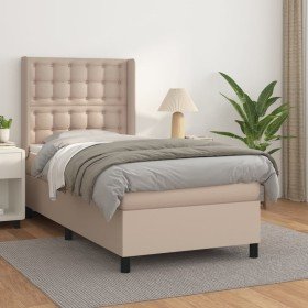 Cama box spring con colchón cuero sintético capuch