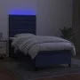 Box spring bed mattress and LED lights blue fabric 80x200 cm by , Beds and slatted bases - Ref: Foro24-3135155, Price: 359,18...