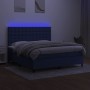 Box spring bed mattress and LED lights blue fabric 160x200 cm by , Beds and slatted bases - Ref: Foro24-3135211, Price: 560,1...