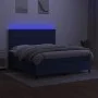 Box spring bed mattress and LED lights blue fabric 160x200 cm by , Beds and slatted bases - Ref: Foro24-3135211, Price: 551,8...