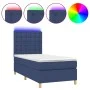 Box spring bed mattress and LED lights blue fabric 90x190 cm by , Beds and slatted bases - Ref: Foro24-3135723, Price: 325,96...
