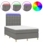 Cama box spring con colchón y LED tela gris oscuro 120x200 cm de , Camas y somieres - Ref: Foro24-3135742, Precio: 402,63 €, ...