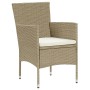 Set de muebles jardín 9 pzas con cojines ratán sintético beige