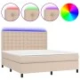 Box spring bed LED mattress cappuccino synthetic leather 180x200cm by , Beds and slatted bases - Ref: Foro24-3135962, Price: ...