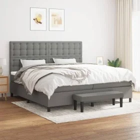 Box spring bed with dark gray fabric mattress 200x200 cm by , Beds and slatted bases - Ref: Foro24-3136942, Price: 760,45 €, ...