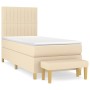 Box spring bed with cream fabric mattress 90x190 cm by , Beds and slatted bases - Ref: Foro24-3137282, Price: 377,35 €, Disco...