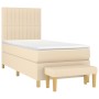 Box spring bed with cream fabric mattress 90x190 cm by , Beds and slatted bases - Ref: Foro24-3137282, Price: 377,35 €, Disco...