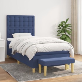 Box spring bed with blue fabric mattress 90x190 cm by , Beds and slatted bases - Ref: Foro24-3137443, Price: 346,68 €, Discou...