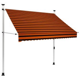 Toldo manual retráctil naranja y marrón 200 cm Toldo manual retráctil naranja y marrón 200 cm