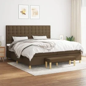 Box spring bed with dark brown fabric mattress 200x200 cm by , Beds and slatted bases - Ref: Foro24-3137504, Price: 780,50 €,...