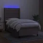 Box spring bed with mattress and taupe gray LED lights 80x200 cm by , Beds and slatted bases - Ref: Foro24-3138593, Price: 36...