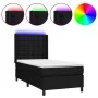 Box spring bed mattress and LED lights black fabric 100x200 cm by , Beds and slatted bases - Ref: Foro24-3138615, Price: 367,...
