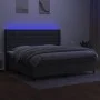 Box spring bed mattress and LED lights light gray fabric 200x200 cm by , Beds and slatted bases - Ref: Foro24-3138662, Price:...