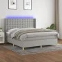 Box spring bed mattress and LED lights light gray fabric 160x200 cm by , Beds and slatted bases - Ref: Foro24-3139205, Price:...