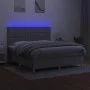 Box spring bed mattress and LED lights light gray fabric 160x200 cm by , Beds and slatted bases - Ref: Foro24-3139205, Price:...