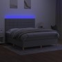 Boxspringbettmatratze und LED-Leuchten aus hellgrauem Stoff 160x200 cm von , Betten und Lattenroste - Ref: Foro24-3139205, Pr...