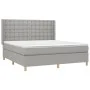 Box spring bed mattress and LED lights light gray fabric 160x200 cm by , Beds and slatted bases - Ref: Foro24-3139205, Price:...