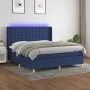 Box spring bed mattress and LED lights blue fabric 160x200 cm by , Beds and slatted bases - Ref: Foro24-3139211, Price: 572,0...
