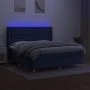 Box spring bed mattress and LED lights blue fabric 160x200 cm by , Beds and slatted bases - Ref: Foro24-3139211, Price: 572,0...