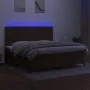 Boxspringbettmatratze LED-Leuchten dunkelbrauner Stoff 200x200 cm von , Betten und Lattenroste - Ref: Foro24-3139224, Preis: ...