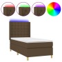 Box spring bed mattress LED lights dark brown fabric 100x200cm by , Beds and slatted bases - Ref: Foro24-3139176, Price: 373,...