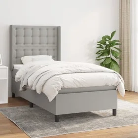 Box spring bed with light gray fabric mattress 80x200 cm by , Beds and slatted bases - Ref: Foro24-3131705, Price: 320,30 €, ...