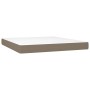 Cama box spring con colchón tela gris taupe 160x200 cm