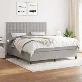 Boxspringbett mit hellgrauer Stoffmatratze 160x200 cm von , Betten und Lattenroste - Ref: Foro24-3142105, Preis: 563,42 €, Ra...